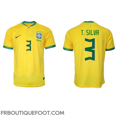 Maillot de foot Brésil Thiago Silva #3 Domicile vêtements Monde 2022 Manches Courtes